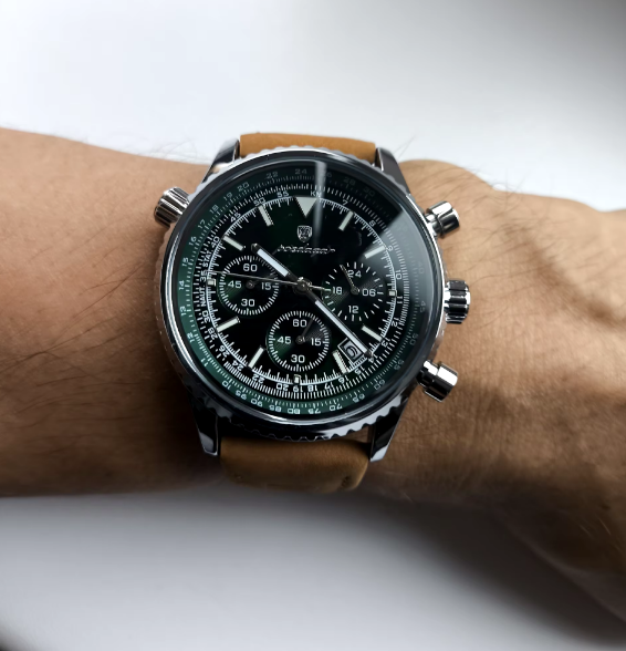 POEDAGAR-ساعة يد جلدية للرجال  فاخرة