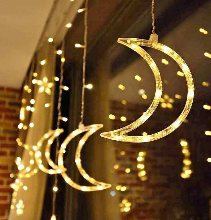 🌙الستار المضيئ لرمضان نجمة ⭐و هلال
