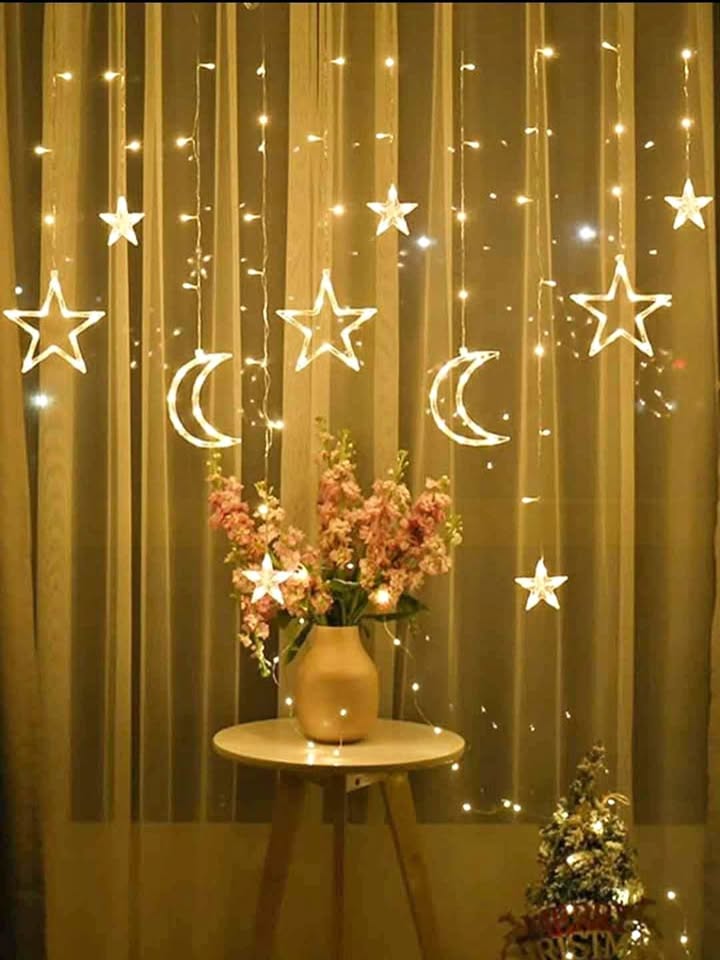 🌙الستار المضيئ لرمضان نجمة ⭐و هلال